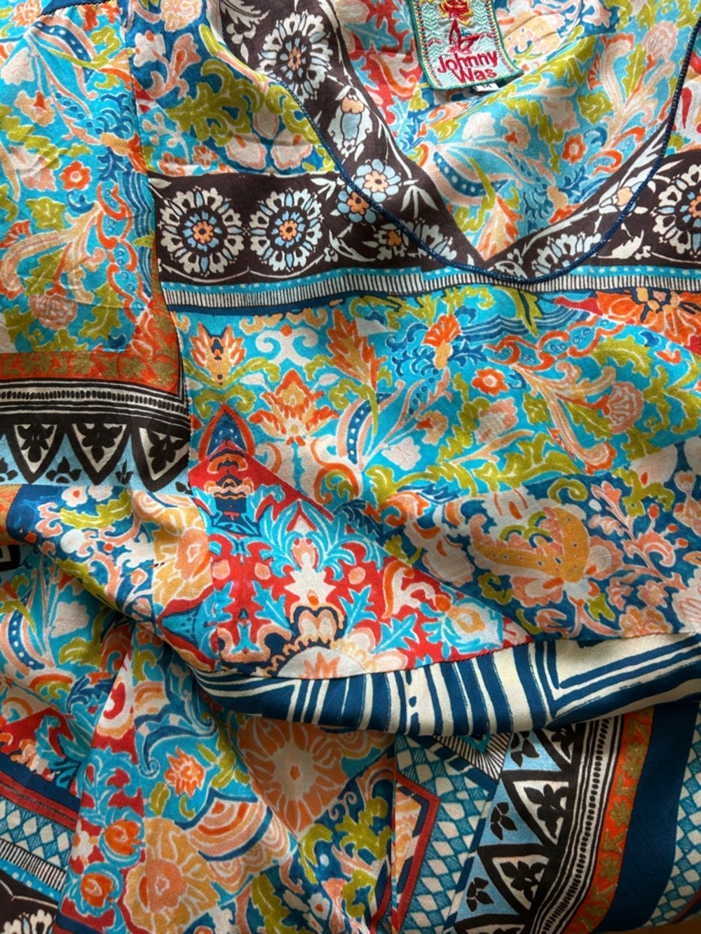 JOHNNY WAS- silk maxi patchwork dress - Picture 7 of 7